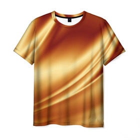 Мужская футболка 3D с принтом Golden Silk в Екатеринбурге, 100% полиэфир | прямой крой, круглый вырез горловины, длина до линии бедер | Тематика изображения на принте: gold | golden silk | textile | texture | золотой шёлк | текстиль | текстура | ткань