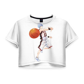 Женская футболка 3D укороченная с принтом Майка, баскетбол Куроку в Екатеринбурге, 100% полиэстер | круглая горловина, длина футболки до линии талии, рукава с отворотами | 