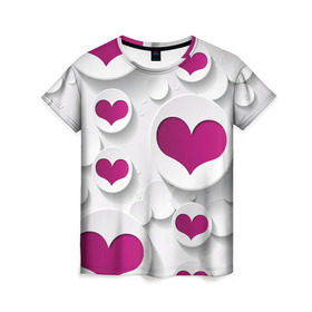 Женская футболка 3D с принтом серца в Екатеринбурге, 100% полиэфир ( синтетическое хлопкоподобное полотно) | прямой крой, круглый вырез горловины, длина до линии бедер | сердце