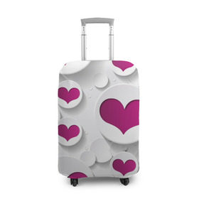 Чехол для чемодана 3D с принтом серца в Екатеринбурге, 86% полиэфир, 14% спандекс | двустороннее нанесение принта, прорези для ручек и колес | сердце