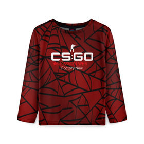 Детский лонгслив 3D с принтом cs:go - Crimson Web Style Factory New (Кровавая паутина | Прям с завода) в Екатеринбурге, 100% полиэстер | длинные рукава, круглый вырез горловины, полуприлегающий силуэт
 | Тематика изображения на принте: blood | crimson | cs | csgo | web | го | кровь | кс | паутина