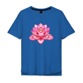 Мужская футболка хлопок Oversize с принтом Индийский Лотос в Екатеринбурге, 100% хлопок | свободный крой, круглый ворот, “спинка” длиннее передней части | Тематика изображения на принте: индийский | йога | лотос | цветок