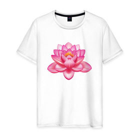 Мужская футболка хлопок с принтом Индийский Лотос в Екатеринбурге, 100% хлопок | прямой крой, круглый вырез горловины, длина до линии бедер, слегка спущенное плечо. | индийский | йога | лотос | цветок
