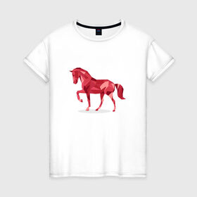 Женская футболка хлопок с принтом Геометрическая лошадь в Екатеринбурге, 100% хлопок | прямой крой, круглый вырез горловины, длина до линии бедер, слегка спущенное плечо | 