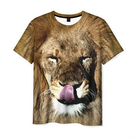 Мужская футболка 3D с принтом Взгляд в Екатеринбурге, 100% полиэфир | прямой крой, круглый вырез горловины, длина до линии бедер | Тематика изображения на принте: взгляд | животные | кот | лев