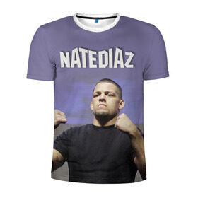 Мужская футболка 3D спортивная с принтом Nate Diaz в Екатеринбурге, 100% полиэстер с улучшенными характеристиками | приталенный силуэт, круглая горловина, широкие плечи, сужается к линии бедра | mma | диас | нейт