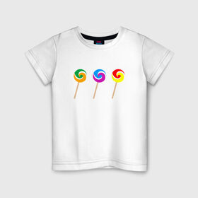 Детская футболка хлопок с принтом Сладости в Екатеринбурге, 100% хлопок | круглый вырез горловины, полуприлегающий силуэт, длина до линии бедер | 