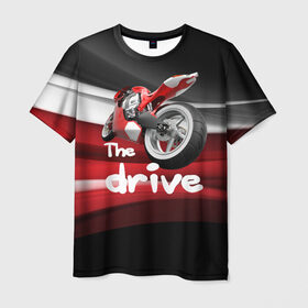 Мужская футболка 3D с принтом The drive в Екатеринбурге, 100% полиэфир | прямой крой, круглый вырез горловины, длина до линии бедер | Тематика изображения на принте: гонка | драйв | мото | мотогонки | мотоспорт | мотоцикл | скорость