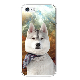 Чехол для iPhone 5/5S матовый с принтом Хаски в Екатеринбурге, Силикон | Область печати: задняя сторона чехла, без боковых панелей | маламут | песик | собака | собаки | собачка | хаски
