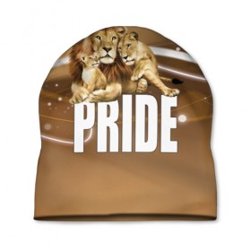 Шапка 3D с принтом Pride в Екатеринбурге, 100% полиэстер | универсальный размер, печать по всей поверхности изделия | lion | голова животного | кот | кошка | лев | хищник | царь | цвет