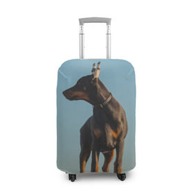 Чехол для чемодана 3D с принтом Доберман в Екатеринбурге, 86% полиэфир, 14% спандекс | двустороннее нанесение принта, прорези для ручек и колес | Тематика изображения на принте: доберман | доберманы | пес | песик | псы | собака | собаки