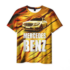 Мужская футболка 3D с принтом Mercedes Benz в Екатеринбурге, 100% полиэфир | прямой крой, круглый вырез горловины, длина до линии бедер | benz | mercedes | авто | автомобиль | водитель | машина | мерседес бенц | тачка
