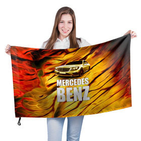 Флаг 3D с принтом Mercedes Benz в Екатеринбурге, 100% полиэстер | плотность ткани — 95 г/м2, размер — 67 х 109 см. Принт наносится с одной стороны | benz | mercedes | авто | автомобиль | водитель | машина | мерседес бенц | тачка