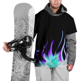 Накидка на куртку 3D с принтом Огонь в Екатеринбурге, 100% полиэстер |  | пламя | разноцветный | темный | яркий