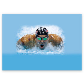 Поздравительная открытка с принтом swimmer в Екатеринбурге, 100% бумага | плотность бумаги 280 г/м2, матовая, на обратной стороне линовка и место для марки
 | пловец
