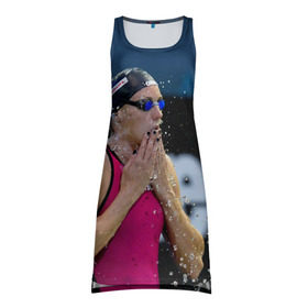 Платье-майка 3D с принтом Пловец в Екатеринбурге, 100% полиэстер | полуприлегающий силуэт, широкие бретели, круглый вырез горловины, удлиненный подол сзади. | swimmer