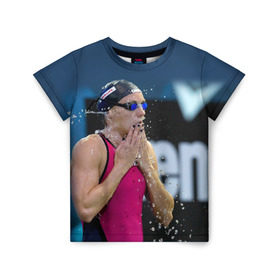Детская футболка 3D с принтом Пловец в Екатеринбурге, 100% гипоаллергенный полиэфир | прямой крой, круглый вырез горловины, длина до линии бедер, чуть спущенное плечо, ткань немного тянется | Тематика изображения на принте: swimmer