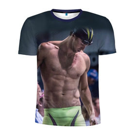 Мужская футболка 3D спортивная с принтом Пловец в Екатеринбурге, 100% полиэстер с улучшенными характеристиками | приталенный силуэт, круглая горловина, широкие плечи, сужается к линии бедра | swimmer