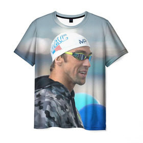 Мужская футболка 3D с принтом Swimmer в Екатеринбурге, 100% полиэфир | прямой крой, круглый вырез горловины, длина до линии бедер | пловец