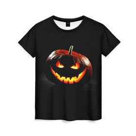 Женская футболка 3D с принтом Хитрая тыква в Екатеринбурге, 100% полиэфир ( синтетическое хлопкоподобное полотно) | прямой крой, круглый вырез горловины, длина до линии бедер | halloween | в идеи подарков в хеллоуин | тыквы | хеллоиун | хэллоуин | хэлоуин