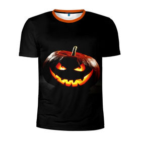 Мужская футболка 3D спортивная с принтом Хитрая тыква в Екатеринбурге, 100% полиэстер с улучшенными характеристиками | приталенный силуэт, круглая горловина, широкие плечи, сужается к линии бедра | halloween | в идеи подарков в хеллоуин | тыквы | хеллоиун | хэллоуин | хэлоуин