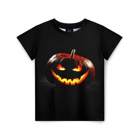 Детская футболка 3D с принтом Хитрая тыква в Екатеринбурге, 100% гипоаллергенный полиэфир | прямой крой, круглый вырез горловины, длина до линии бедер, чуть спущенное плечо, ткань немного тянется | halloween | в идеи подарков в хеллоуин | тыквы | хеллоиун | хэллоуин | хэлоуин