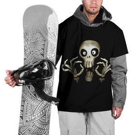 Накидка на куртку 3D с принтом Скeлетик в Екатеринбурге, 100% полиэстер |  | bones | halloween | skull в идеи подарков в хеллоуин | скелет | скелеты | хеллоиун | хэллоуин | хэлоуин | череп | черепа