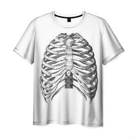 Мужская футболка 3D с принтом Ребра в Екатеринбурге, 100% полиэфир | прямой крой, круглый вырез горловины, длина до линии бедер | bones | halloween | skull | скелет | скелеты | хеллоиун | хэллоуин | хэлоуин | череп | черепа