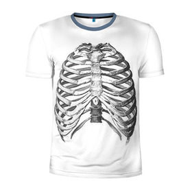 Мужская футболка 3D спортивная с принтом Ребра в Екатеринбурге, 100% полиэстер с улучшенными характеристиками | приталенный силуэт, круглая горловина, широкие плечи, сужается к линии бедра | bones | halloween | skull | скелет | скелеты | хеллоиун | хэллоуин | хэлоуин | череп | черепа