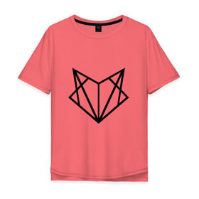 Мужская футболка хлопок Oversize с принтом Лиса геометрия в Екатеринбурге, 100% хлопок | свободный крой, круглый ворот, “спинка” длиннее передней части | геометрия | лиса | стиль | треугольники
