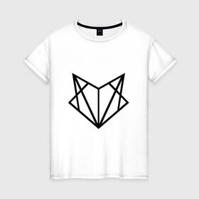 Женская футболка хлопок с принтом Лиса геометрия в Екатеринбурге, 100% хлопок | прямой крой, круглый вырез горловины, длина до линии бедер, слегка спущенное плечо | геометрия | лиса | стиль | треугольники