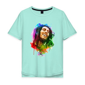 Мужская футболка хлопок Oversize с принтом Bob Marley в Екатеринбурге, 100% хлопок | свободный крой, круглый ворот, “спинка” длиннее передней части | боб | марли | музыка