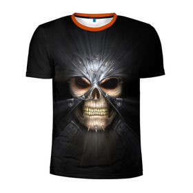 Мужская футболка 3D спортивная с принтом Скелет в маске в Екатеринбурге, 100% полиэстер с улучшенными характеристиками | приталенный силуэт, круглая горловина, широкие плечи, сужается к линии бедра | warhammer | хаос | череп