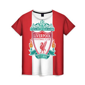 Женская футболка 3D с принтом Liverpool FC в Екатеринбурге, 100% полиэфир ( синтетическое хлопкоподобное полотно) | прямой крой, круглый вырез горловины, длина до линии бедер | англия | клуб | ливерпуль | фк | футбол | футбольный