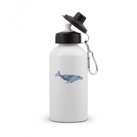 Бутылка спортивная с принтом Полигональный кит в Екатеринбурге, металл | емкость — 500 мл, в комплекте две пластиковые крышки и карабин для крепления | 
