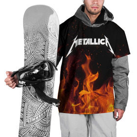 Накидка на куртку 3D с принтом Metallica fire в Екатеринбурге, 100% полиэстер |  | металлика