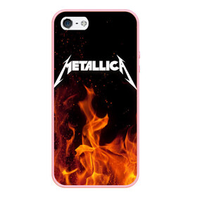 Чехол для iPhone 5/5S матовый с принтом Metallica fire в Екатеринбурге, Силикон | Область печати: задняя сторона чехла, без боковых панелей | металлика