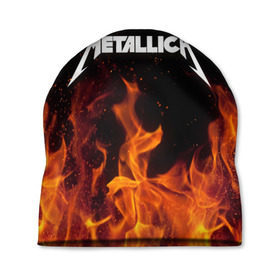 Шапка 3D с принтом Metallica fire в Екатеринбурге, 100% полиэстер | универсальный размер, печать по всей поверхности изделия | металлика