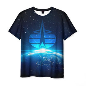 Мужская футболка 3D с принтом Космические войска в Екатеринбурге, 100% полиэфир | прямой крой, круглый вырез горловины, длина до линии бедер | космос