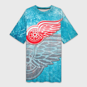 Платье-футболка 3D с принтом Хоккей 3 в Екатеринбурге,  |  | nhl | stanley cup |  detroit red wings | детройд | детройт ред уингз | кубок стенли | кубок стэнли | марченко | нхл | хоккей | хоккейный клуб