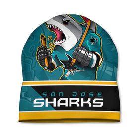 Шапка 3D с принтом San Jose Sharks в Екатеринбурге, 100% полиэстер | универсальный размер, печать по всей поверхности изделия | nhl | san jose sharks | sharks | stanley cup | кубок стенли | кубок стэнли | нхл | сан хосе | сан хосе шаркс | хоккей | хоккейный клуб | шаркс