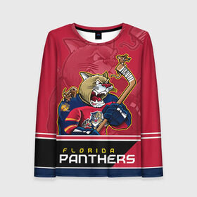 Женский лонгслив 3D с принтом Florida Panthers в Екатеринбурге, 100% полиэстер | длинные рукава, круглый вырез горловины, полуприлегающий силуэт | florida panthers | nhl | stanley cup | кубок стенли | кубок стэнли | нхл | флорида пантерз | флорида пантеры | хоккей | хоккейный клуб