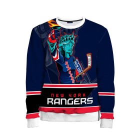 Детский свитшот 3D с принтом New York Rangers в Екатеринбурге, 100% полиэстер | свободная посадка, прямой крой, мягкая тканевая резинка на рукавах и понизу свитшота | new york rangers | nhl | stanley cup | кубок стенли | кубок стэнли | нхл | нью йорк рейнджерс | нью йорк рейнджеры | рейнджеры | хоккей | хоккейный клуб