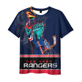 Мужская футболка 3D с принтом New York Rangers в Екатеринбурге, 100% полиэфир | прямой крой, круглый вырез горловины, длина до линии бедер | new york rangers | nhl | stanley cup | кубок стенли | кубок стэнли | нхл | нью йорк рейнджерс | нью йорк рейнджеры | рейнджеры | хоккей | хоккейный клуб