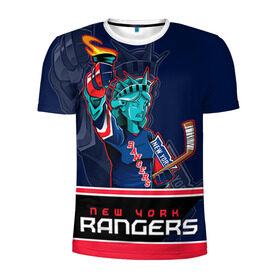 Мужская футболка 3D спортивная с принтом New York Rangers в Екатеринбурге, 100% полиэстер с улучшенными характеристиками | приталенный силуэт, круглая горловина, широкие плечи, сужается к линии бедра | Тематика изображения на принте: new york rangers | nhl | stanley cup | кубок стенли | кубок стэнли | нхл | нью йорк рейнджерс | нью йорк рейнджеры | рейнджеры | хоккей | хоккейный клуб