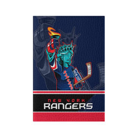 Обложка для паспорта матовая кожа с принтом New York Rangers в Екатеринбурге, натуральная матовая кожа | размер 19,3 х 13,7 см; прозрачные пластиковые крепления | new york rangers | nhl | stanley cup | кубок стенли | кубок стэнли | нхл | нью йорк рейнджерс | нью йорк рейнджеры | рейнджеры | хоккей | хоккейный клуб