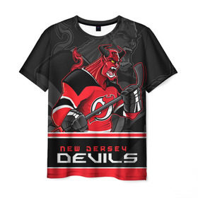 Мужская футболка 3D с принтом New Jersey Devils в Екатеринбурге, 100% полиэфир | прямой крой, круглый вырез горловины, длина до линии бедер | new jersey devils | nhl | stanley cup | дъяволы нью джерси | калинин | кубок стенли | кубок стэнли | нхл | нью джерси девилз | хоккей | хоккейный клуб