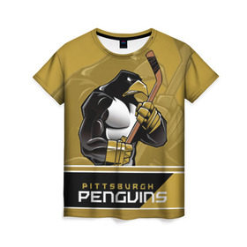 Женская футболка 3D с принтом Pittsburgh Penguins в Екатеринбурге, 100% полиэфир ( синтетическое хлопкоподобное полотно) | прямой крой, круглый вырез горловины, длина до линии бедер | nhl | pittsburgh penguins | stanley cup | кросби | кубок стенли | кубок стэнли | малкин | нхл | пингвинс | питтсбург пингвинз | сидни кросби | хоккей | хоккейный клуб