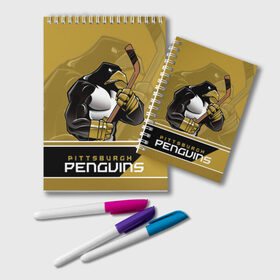 Блокнот с принтом Pittsburgh Penguins в Екатеринбурге, 100% бумага | 48 листов, плотность листов — 60 г/м2, плотность картонной обложки — 250 г/м2. Листы скреплены удобной пружинной спиралью. Цвет линий — светло-серый
 | Тематика изображения на принте: nhl | pittsburgh penguins | stanley cup | кросби | кубок стенли | кубок стэнли | малкин | нхл | пингвинс | питтсбург пингвинз | сидни кросби | хоккей | хоккейный клуб