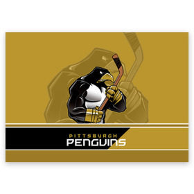 Поздравительная открытка с принтом Pittsburgh Penguins в Екатеринбурге, 100% бумага | плотность бумаги 280 г/м2, матовая, на обратной стороне линовка и место для марки
 | Тематика изображения на принте: nhl | pittsburgh penguins | stanley cup | кросби | кубок стенли | кубок стэнли | малкин | нхл | пингвинс | питтсбург пингвинз | сидни кросби | хоккей | хоккейный клуб